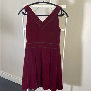 Maje Velvet Elegant Burgundy Sleeveless Dress